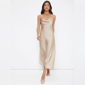 Oak + Fort Satin Cowl Neck Slip Dress